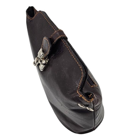 Vintage Vera Pelle Made in Italy Smooth Brown Leather Small Bucket Bag Crossbody - Picture 5 of 15